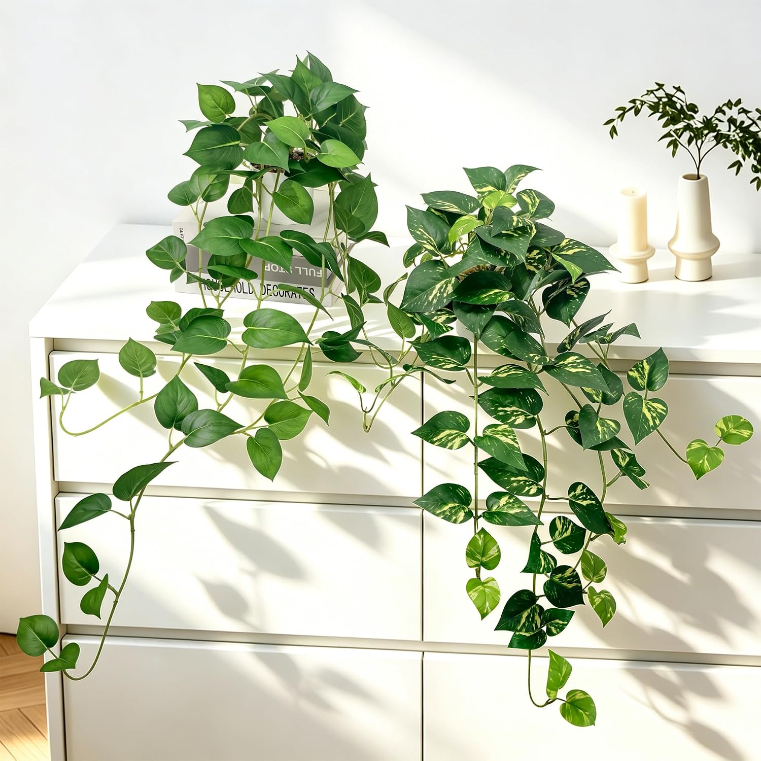 Artificial Hanging Plants ‘’ / Green and Yellow Green / 31.5 / Set of 2