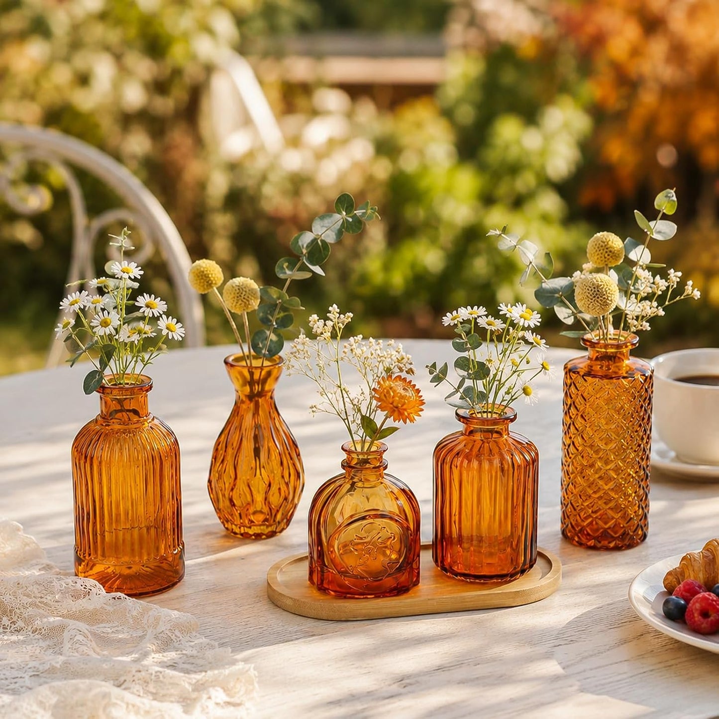 Brown Glass Bud Vases / Amber Brown / Set of 12