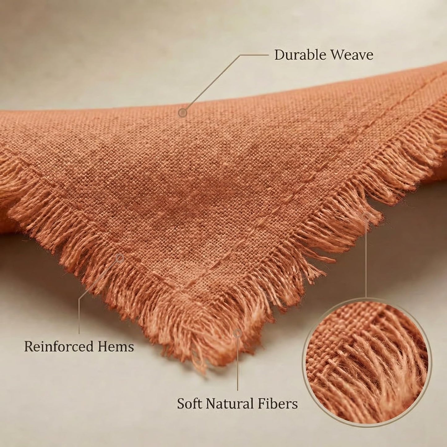 ACCENTHOME Rust Cotton Linen Napkin Set of 12 18x18 inch Dinner Napkins - Washable Soft Premium Hotel Quality Reusable