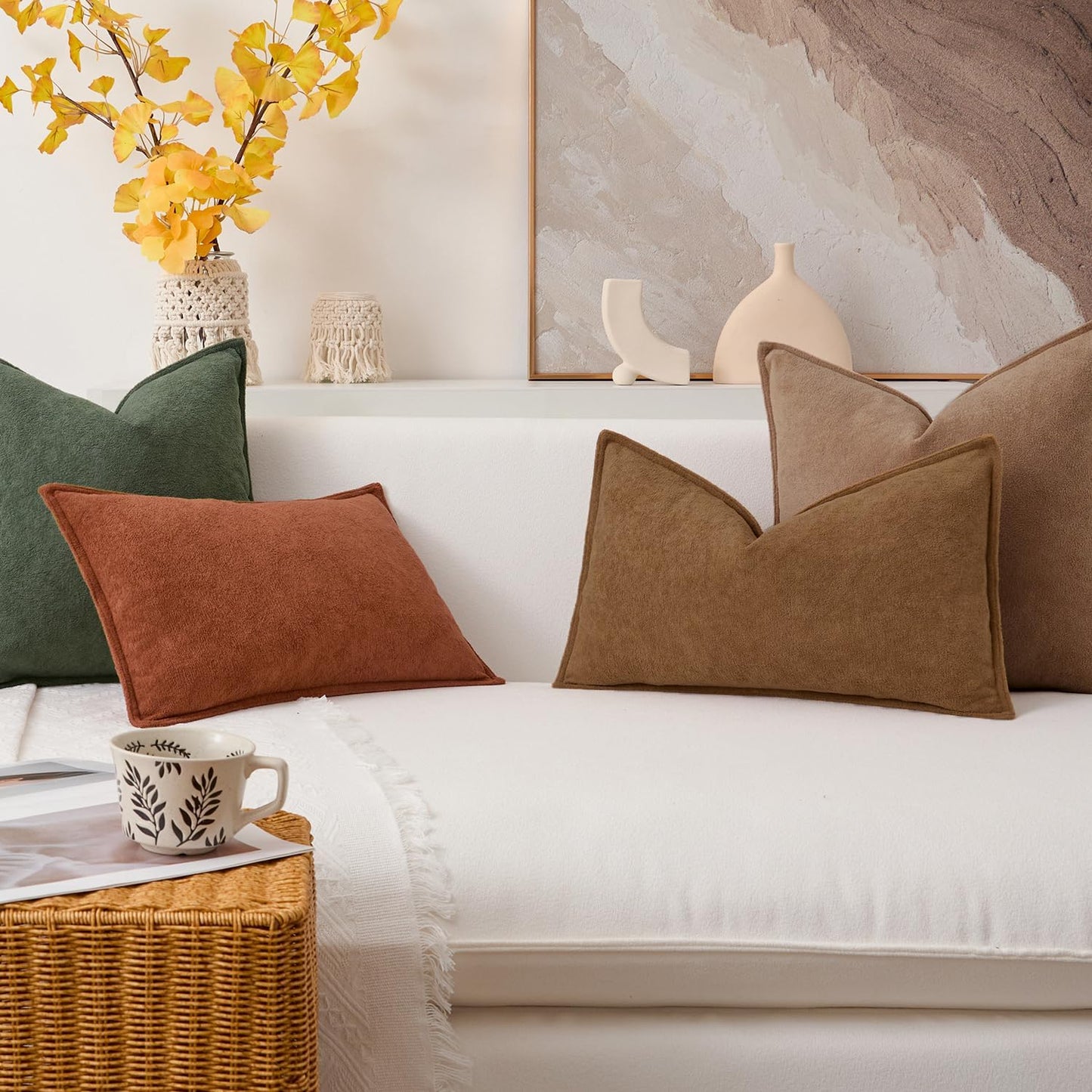 Kevin Textile Waterproof Decorative Pillow Covers Soft Boucle Textured / 18 x 18 / Brown / Set of 2