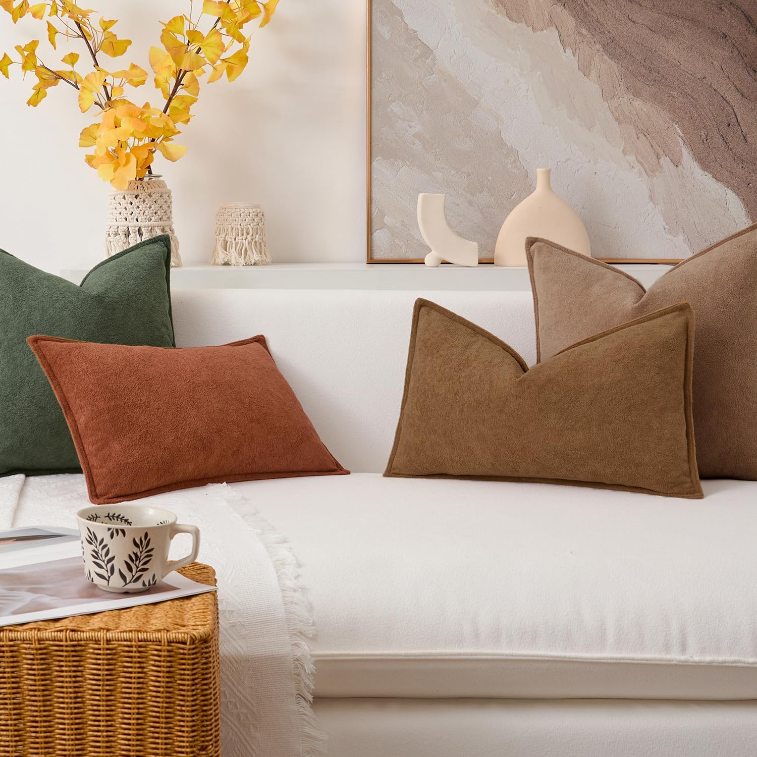 Kevin Textile Waterproof Decorative Pillow Covers Soft Boucle Textured / 18 x 18 / Brown / Set of 2
