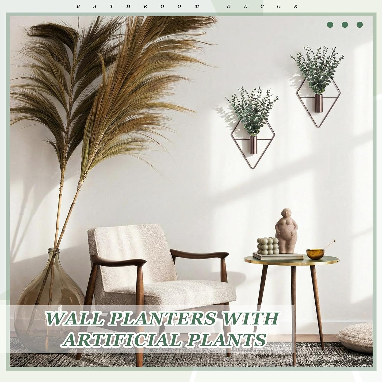 Artificial Metal Hanging Vase Indoor Plants Holder Modern Geometric / Bronze / Eucalyptus / Set of 4