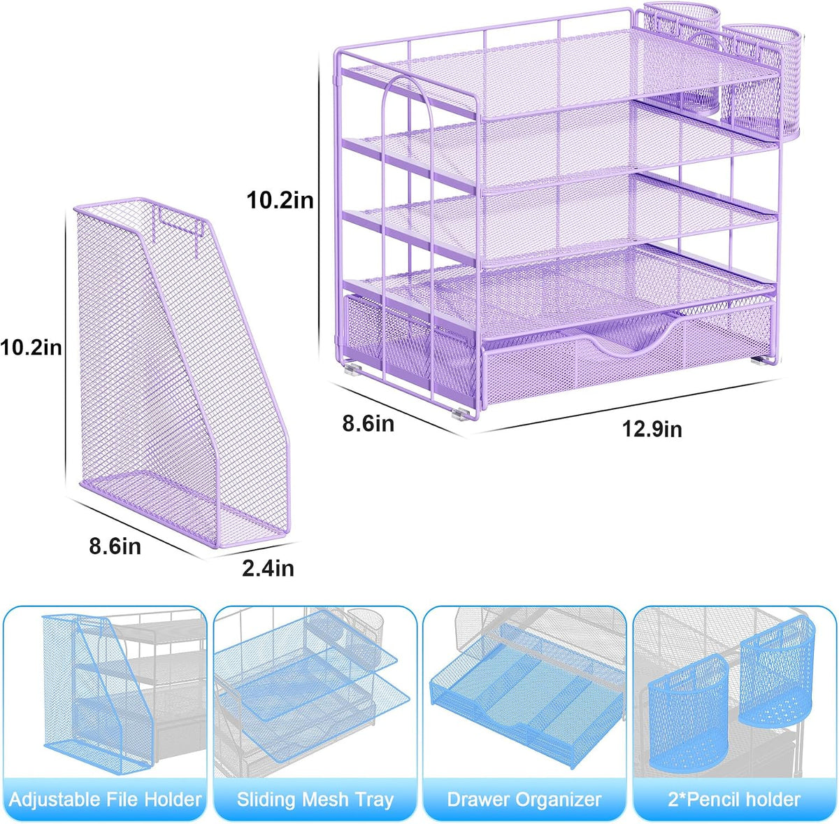 gianotter 5-Tier Desk Organizer with Drawers and File Holders | Letter Trays and Pen Holders - Workspace Accessories