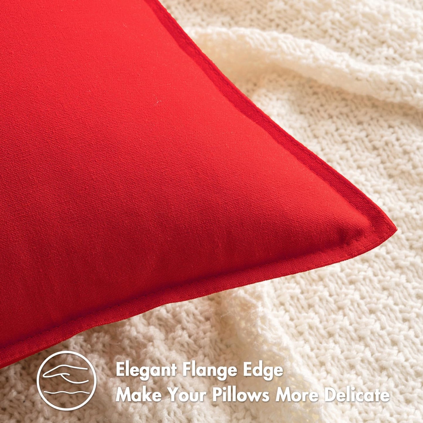 Christmas Decorative Linen Pillow Covers Boho Farmhouse Modern / 18 x 18 / Christmas Red / Set of 2