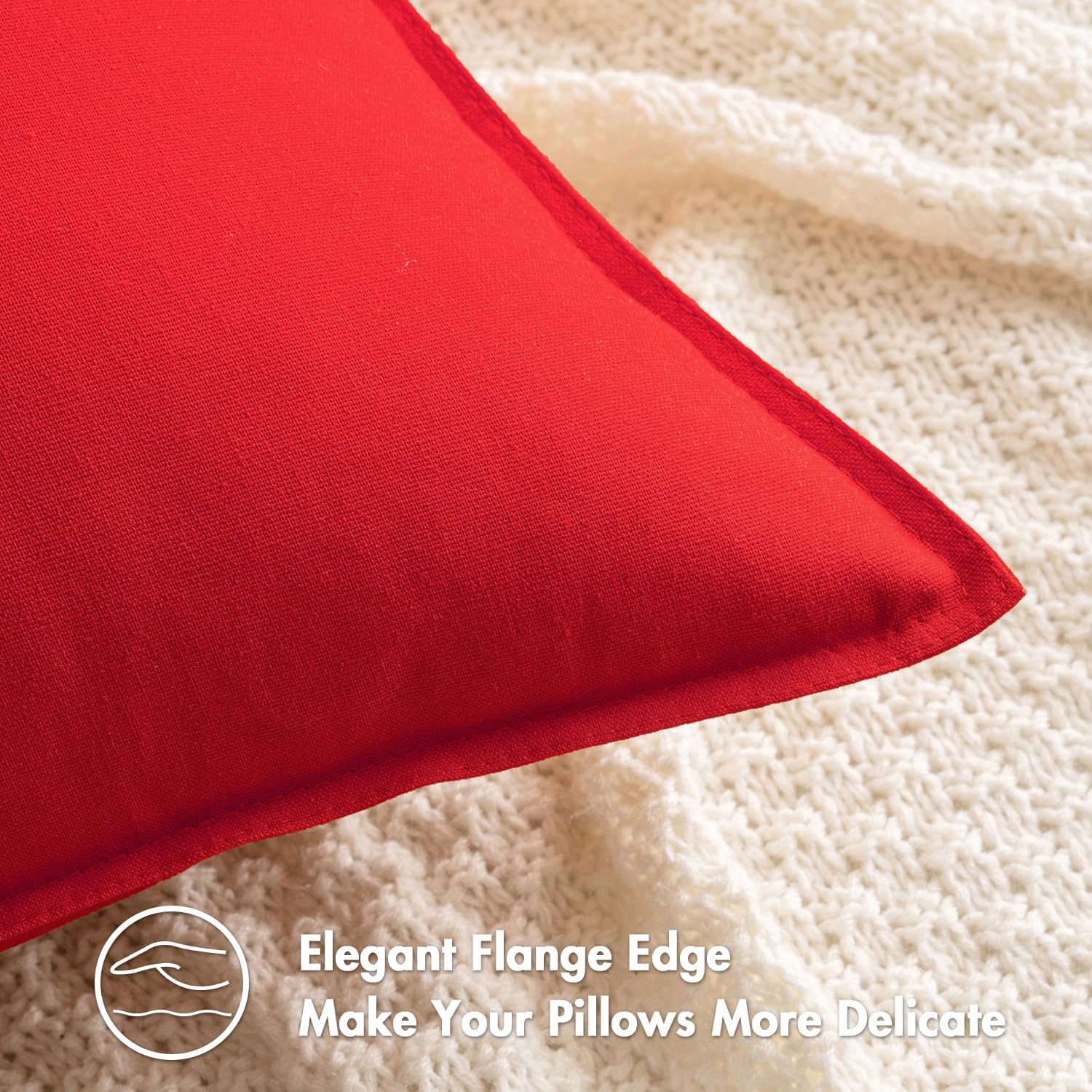 Christmas Decorative Linen Pillow Covers Boho Farmhouse Modern / 18 x 18 / Christmas Red / Set of 2