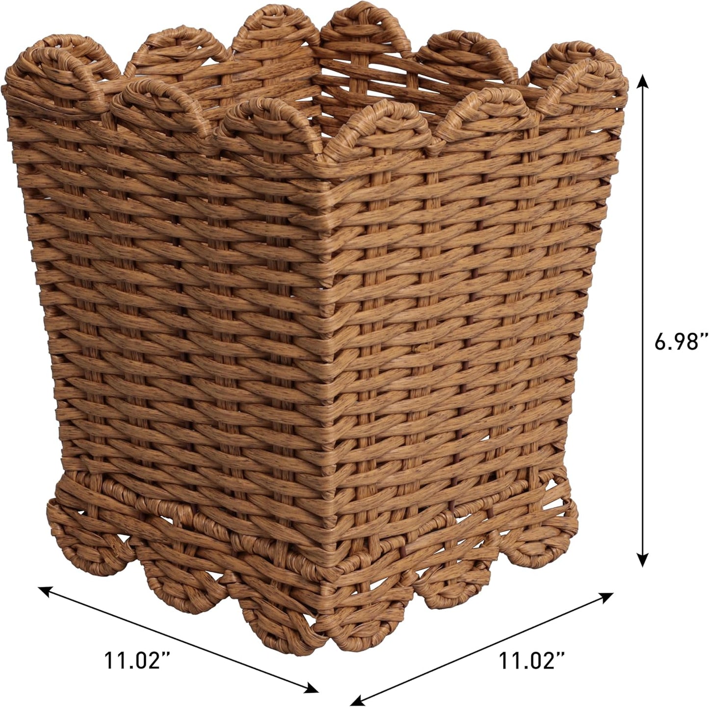 HPM1409A-SET2 Silas Modern Farmhouse Resin 3.3-Gallon Tapered Square Wicker Watebasket / Natural