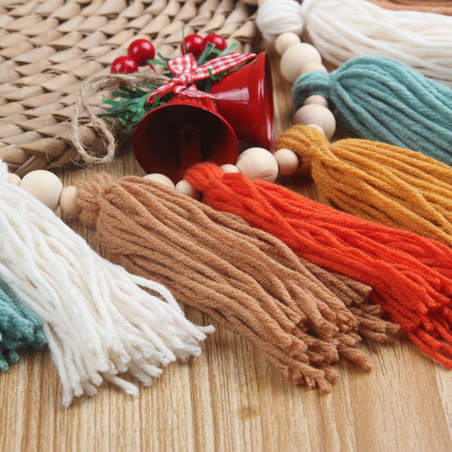 Burnt Boho Yarn Tassel Garland / Orange