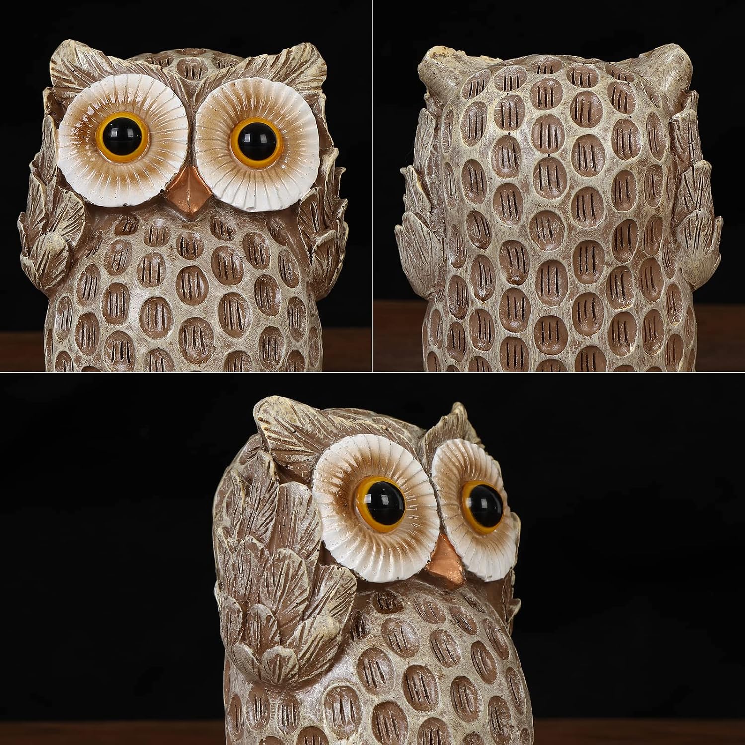 Owl Figurines / Owl Statues Home Décor / Brown / Set of 3