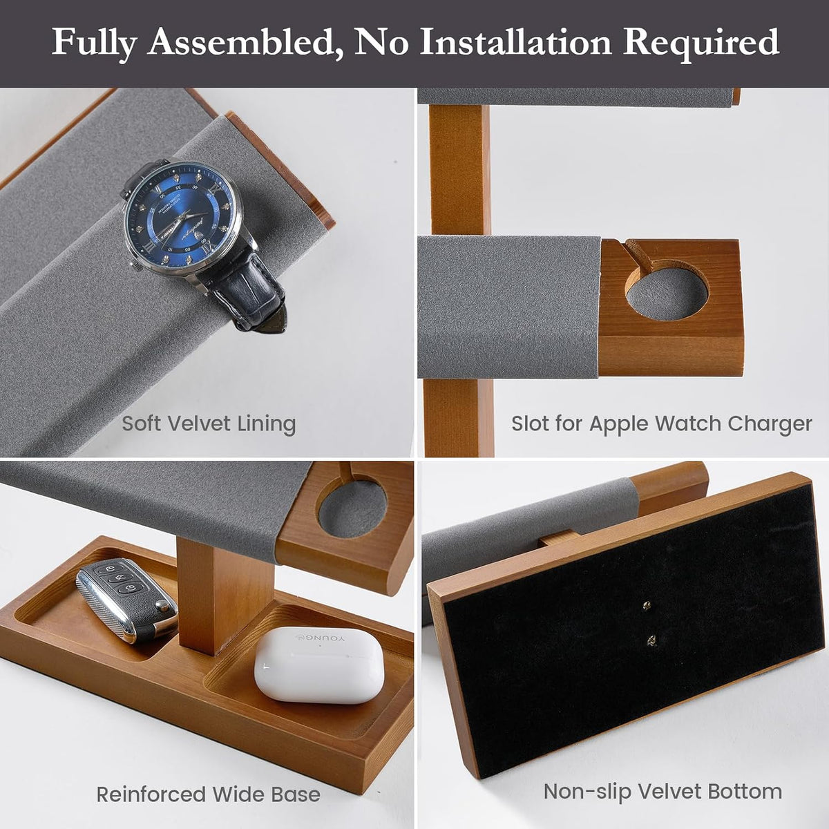 ProCase Wood Watch Display Stand Holder for Men, Wristwatch Tower with T-Bar Design, Hanging Watch Rack, Wooden Wrist