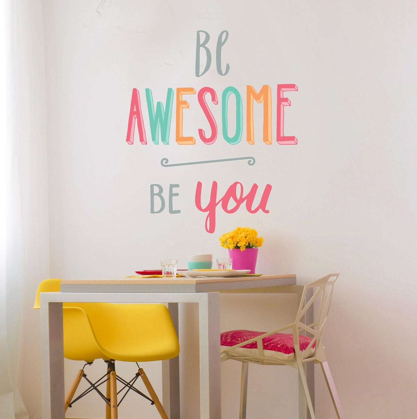 Wall Decals Colorful Quote Stickers / Be Bright, Be Happy, Be You