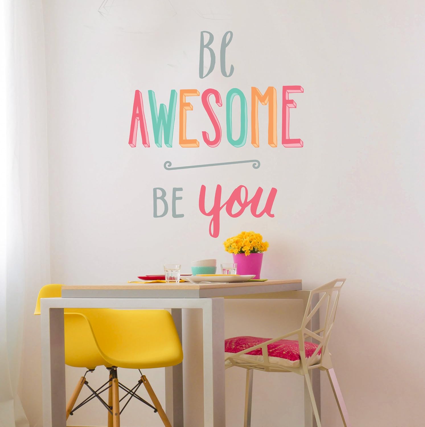 Wall Decals Colorful Quote Stickers / Be Bright, Be Happy, Be You