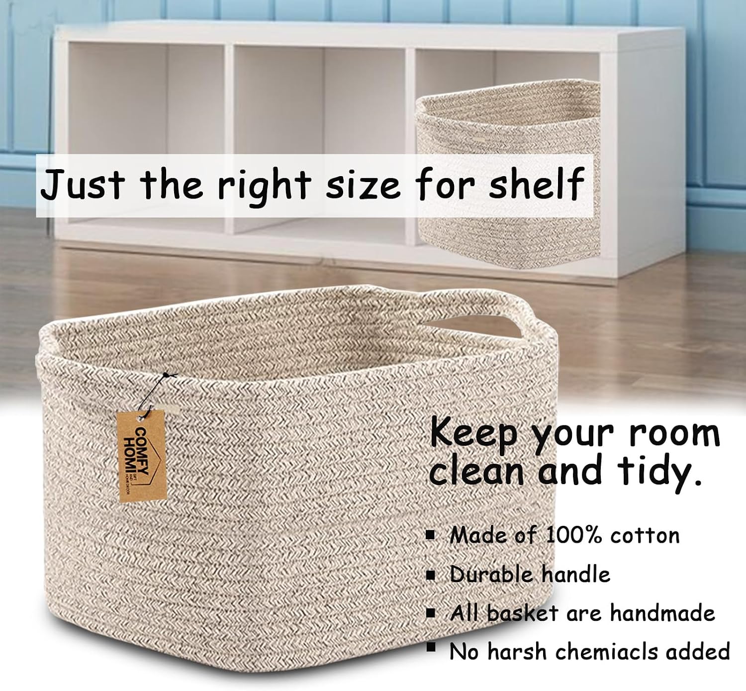 Woven Baskets for Storage / 13.5 x 11 x 9.5 / All Brown