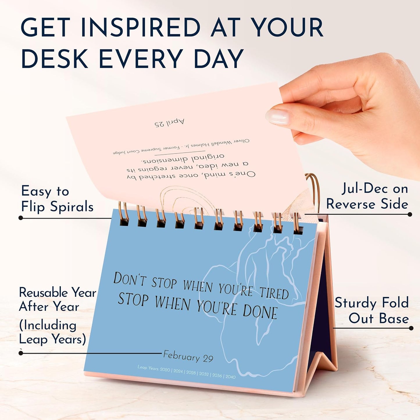 Motivational Desk Flip Calendar with 366 Daily Affirmations, Gift for Women | Inspirational Perpetual Desk Calendar