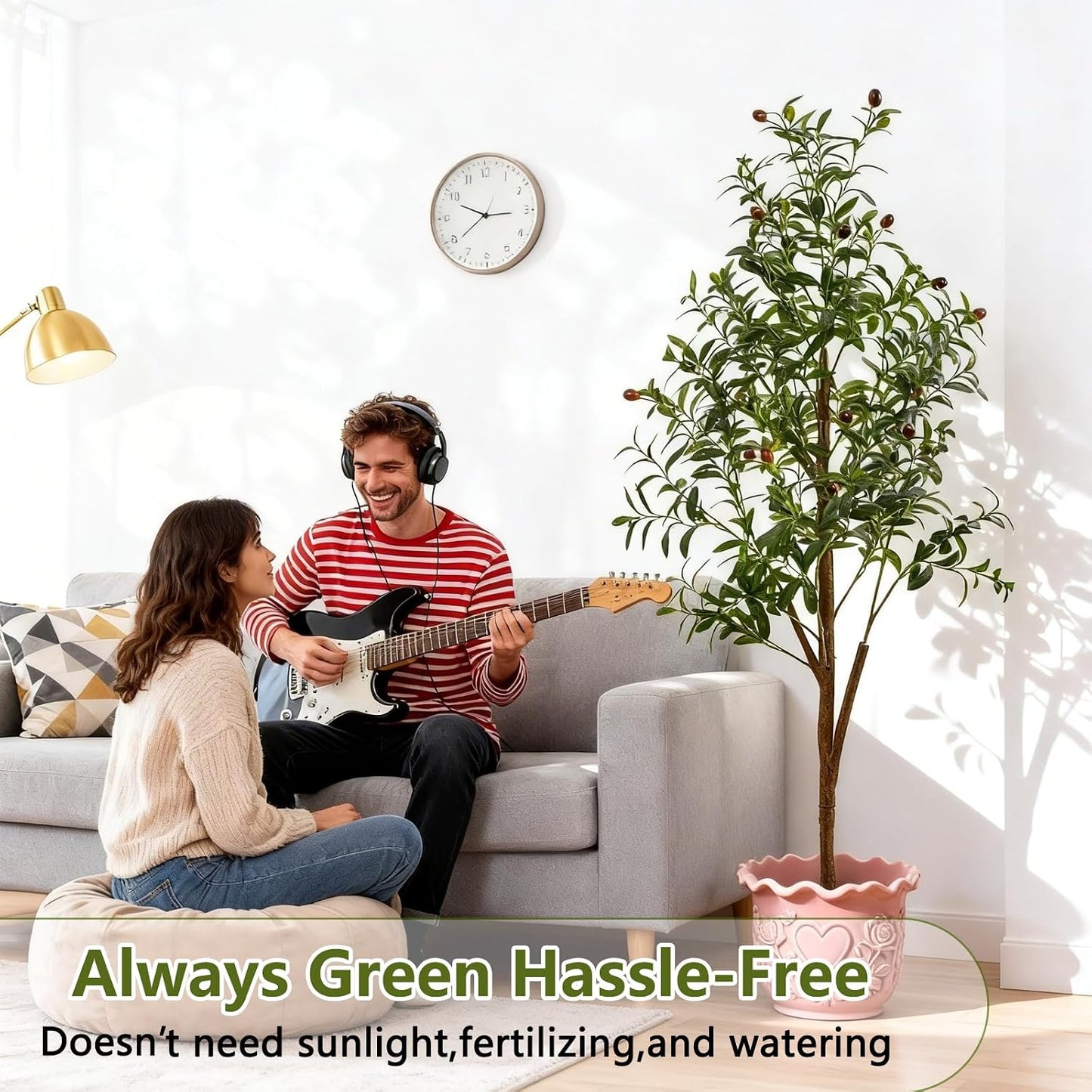 Indoor Tall Faux Olive Tree in Planter / Olive Tree 5ft / 5 Inch