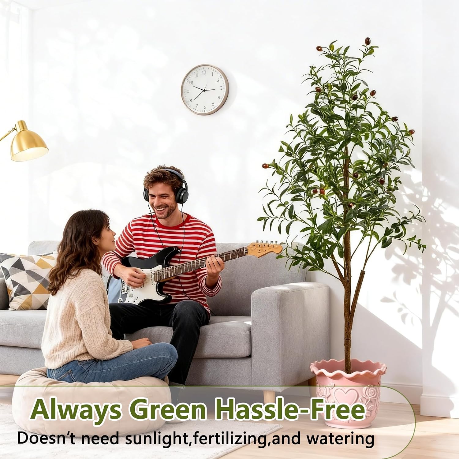Indoor Tall Faux Olive Tree in Planter / Olive Tree 5ft / 5 Inch