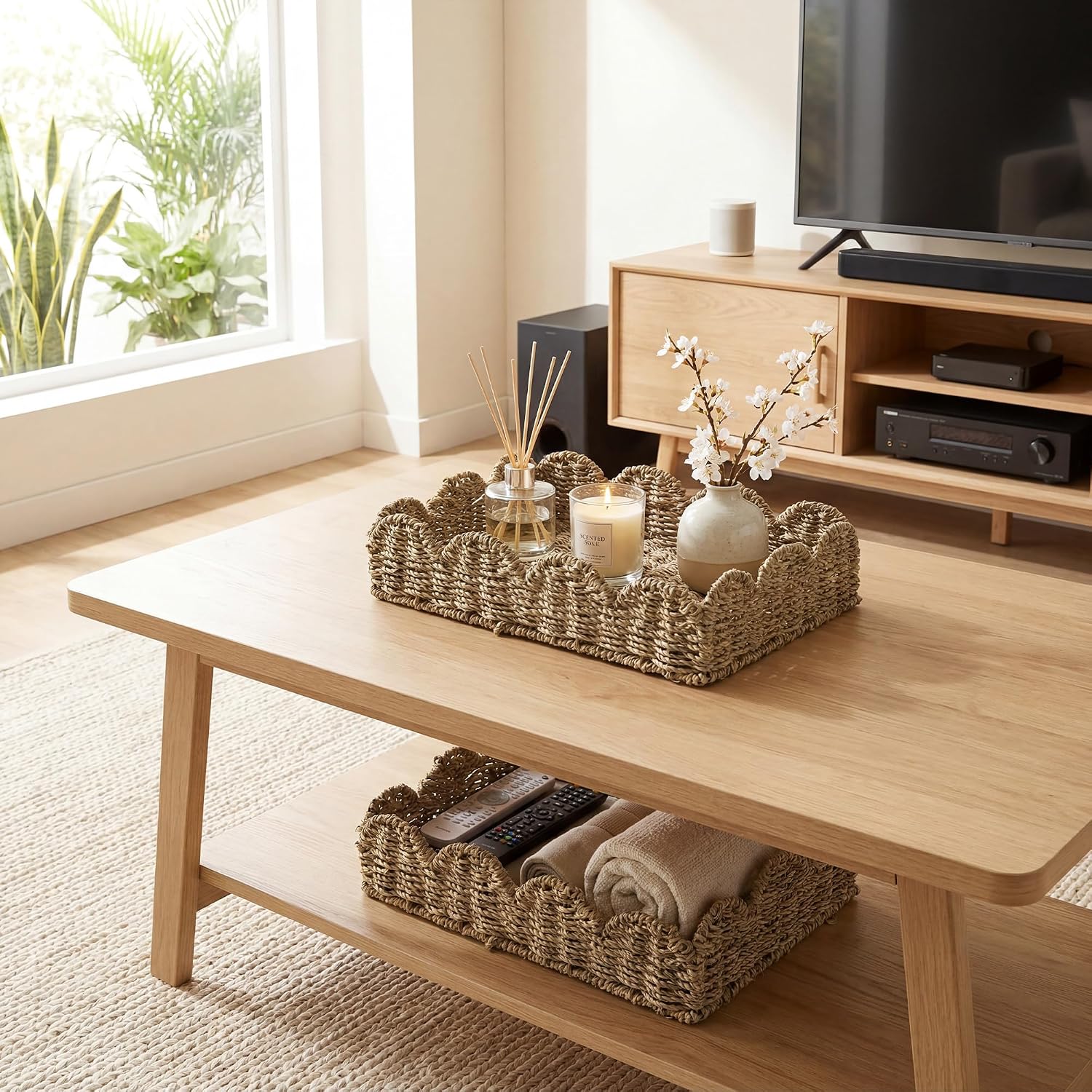 Seagrass Wicker Storage Baskets / Natural