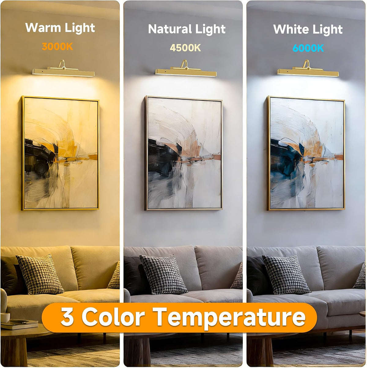 Picture Art Light for Wall,4400mAh Rechargeable Wireless Gallery Lighting,Remote Control Dimmable LED with Timer for