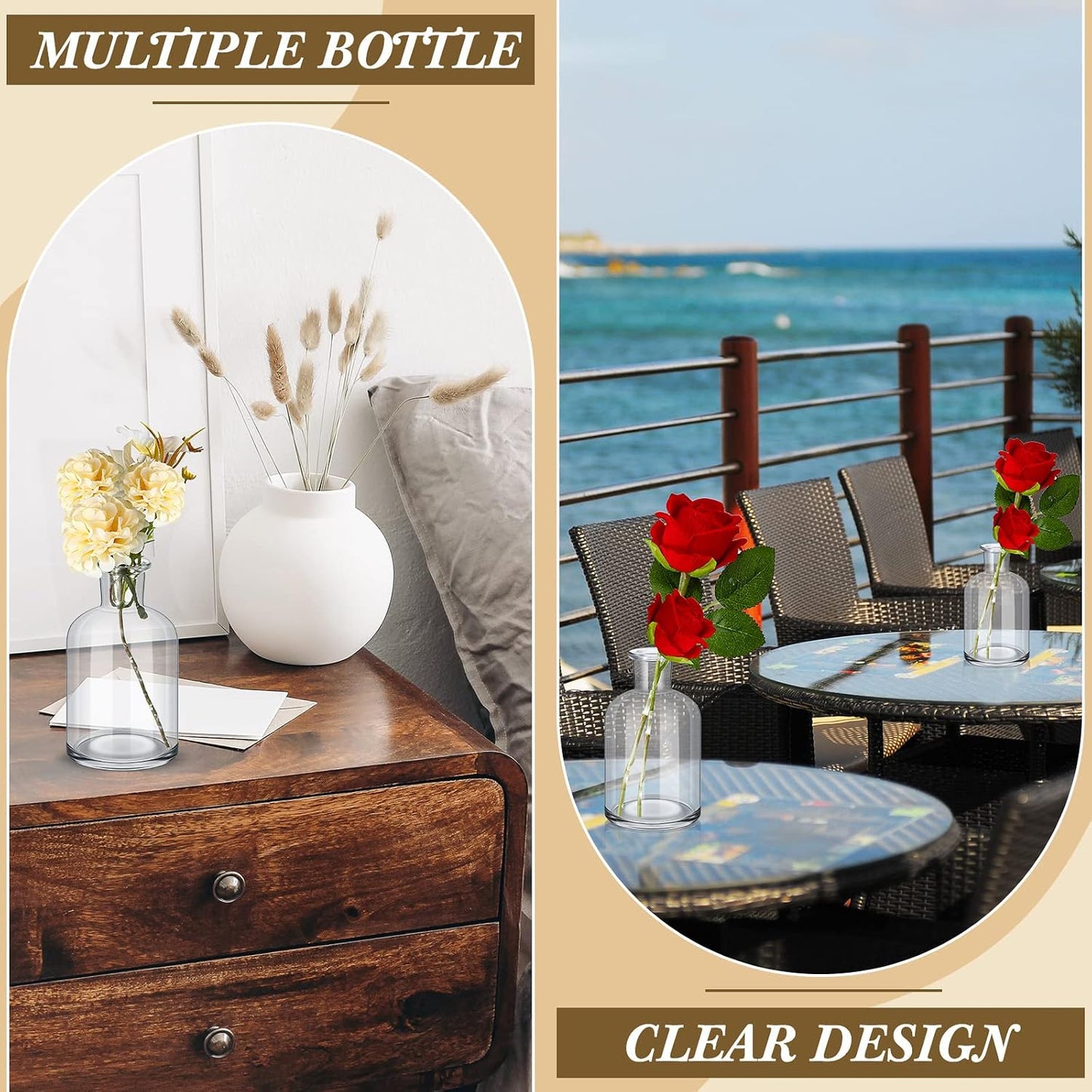 Small Glass Bud Vases Bulk Mini Flower Vases for Centerpieces / 4.9 Inches / Transparent / Set of 30