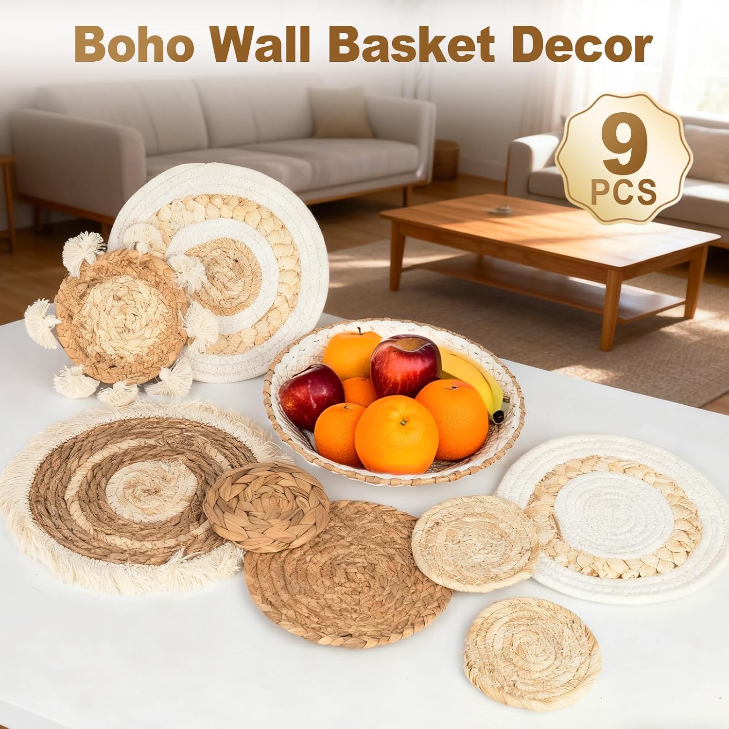 Boho Wall Basket Set / Set of 9