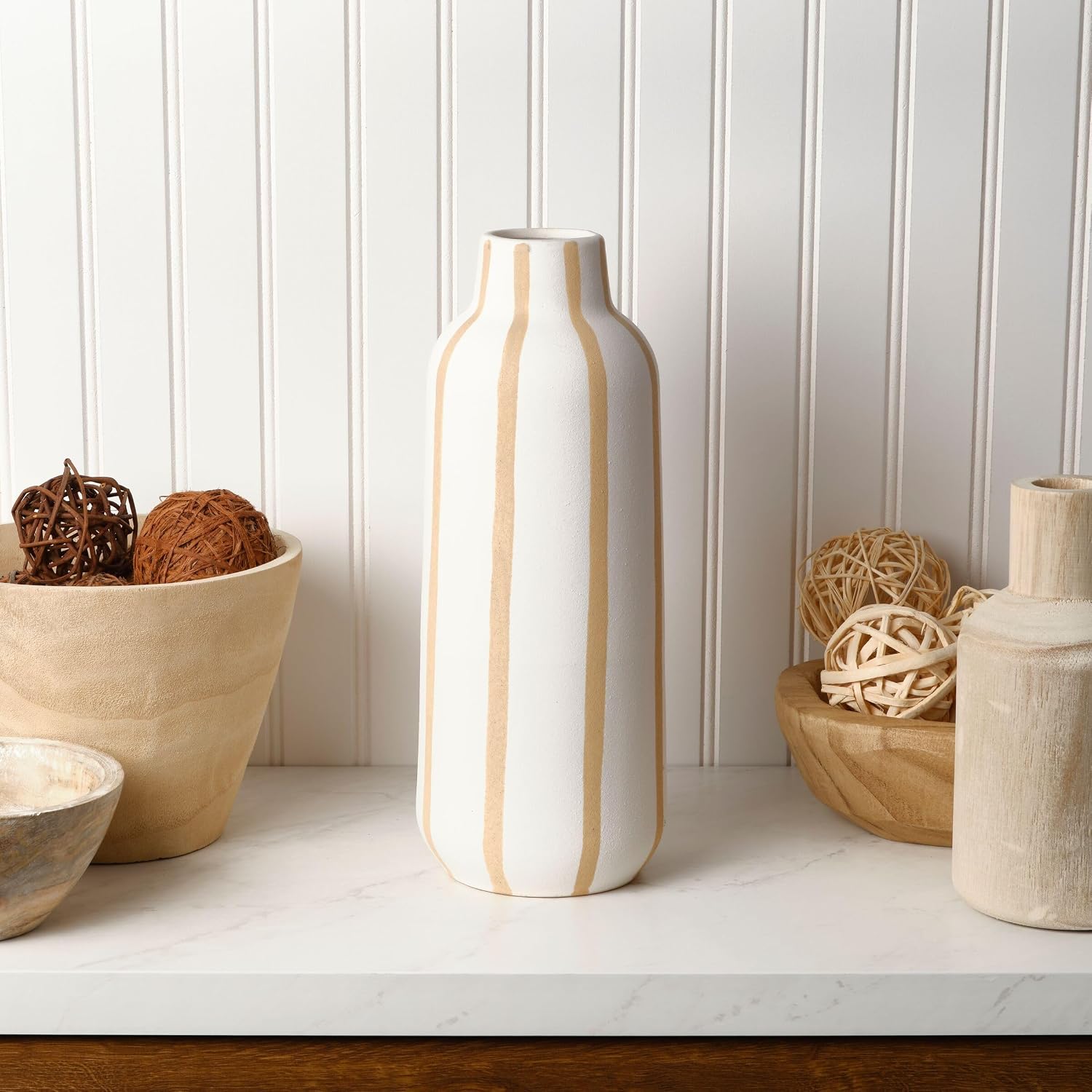 Tall Ceramic Vase / Multicolored / 13 Inch