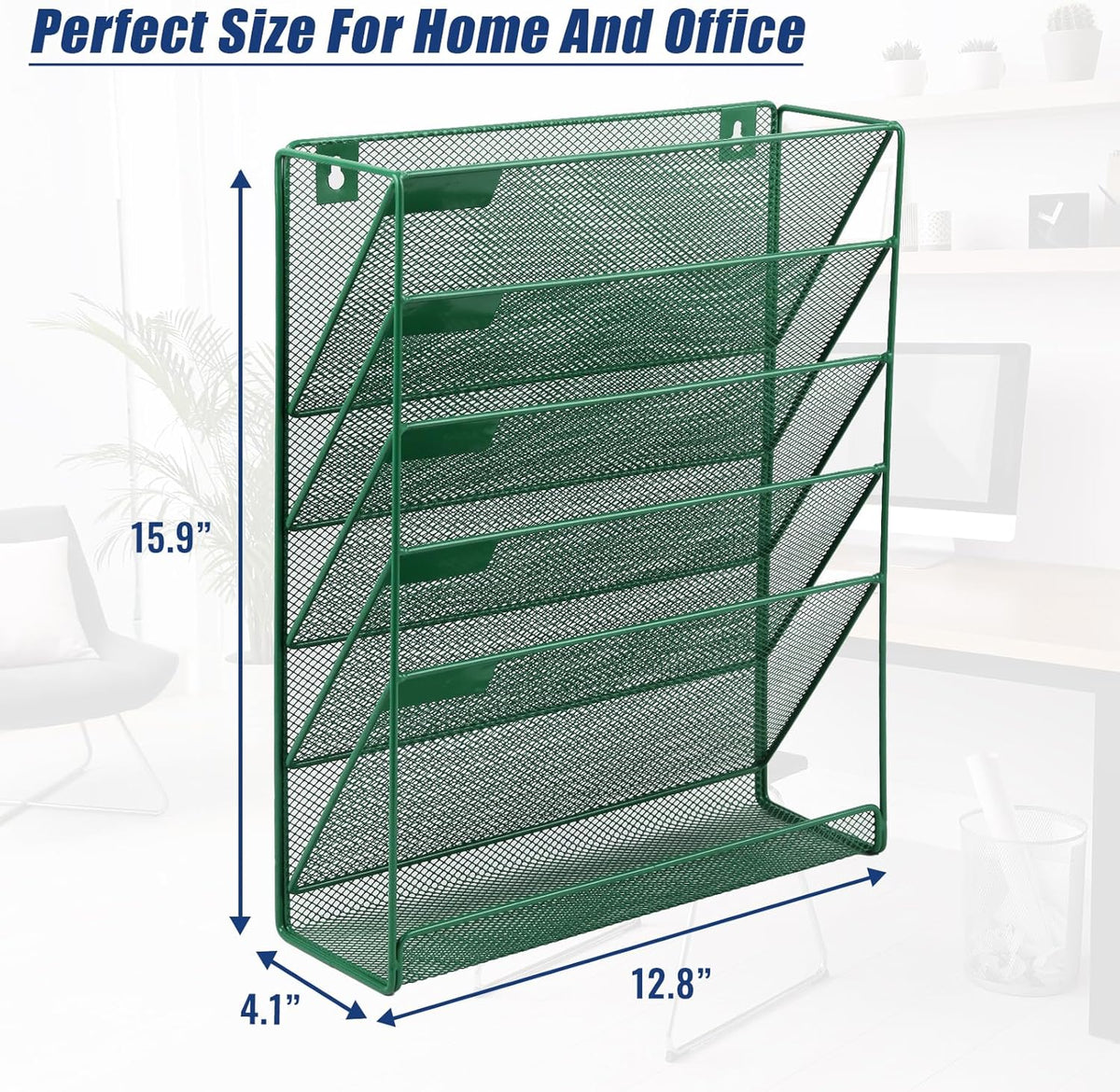 Desk File Organizer Mesh 6-Tier, Hanging Wall Mount Document Organization Stand, Desktop Vertical Mail Paper Folder