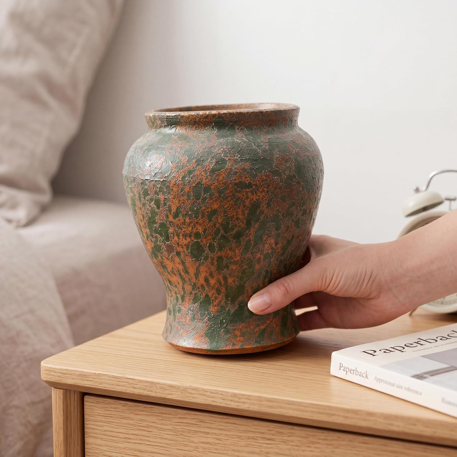 Rustic Ceramic Vase / Copper Bronze Brown / 6.7 Inch