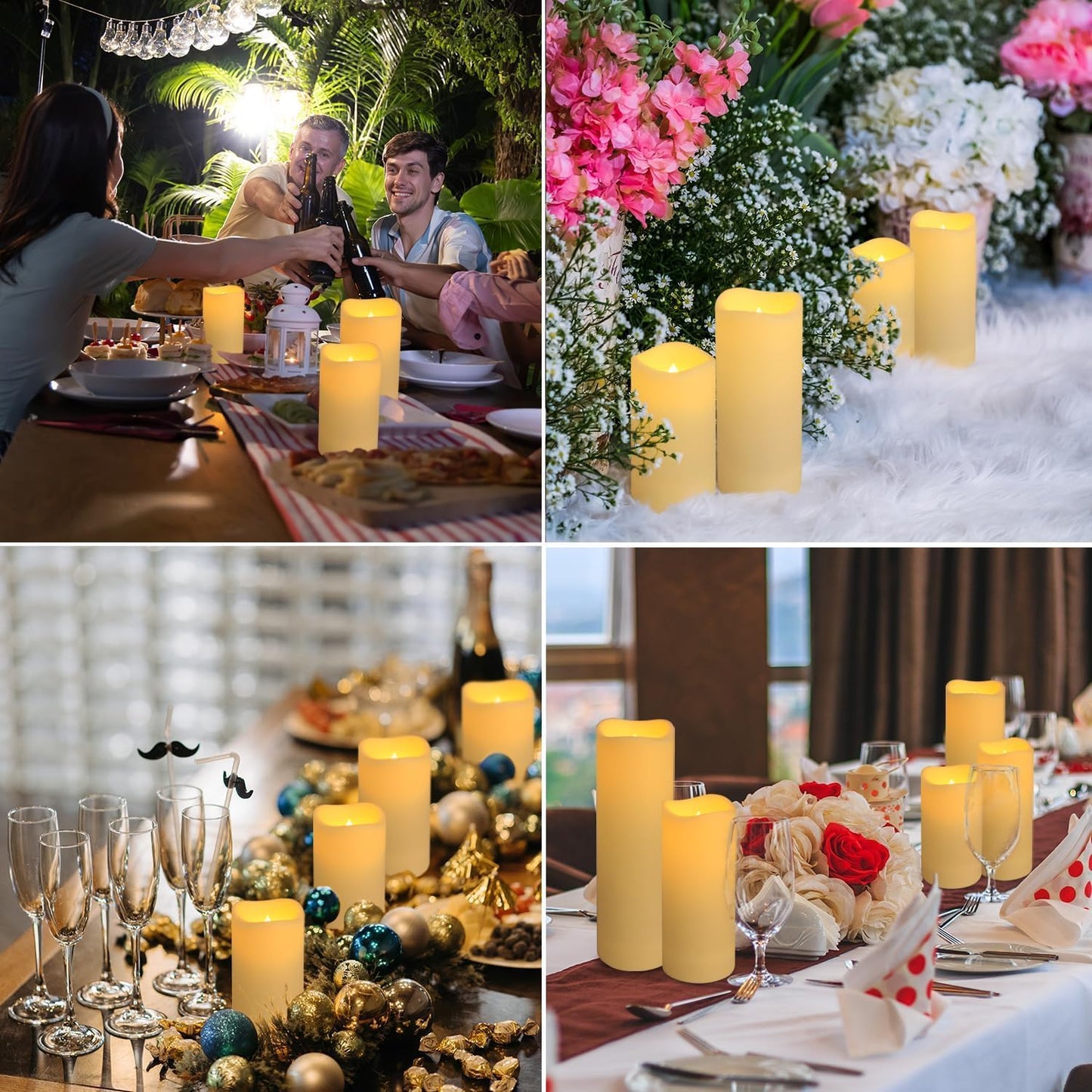 Set of 96 Flameless Led Battery Opeated (D2.2'' x H4''5''6'') Waterproof Indoor Outdoor Candles with 10-Key Remotes and
