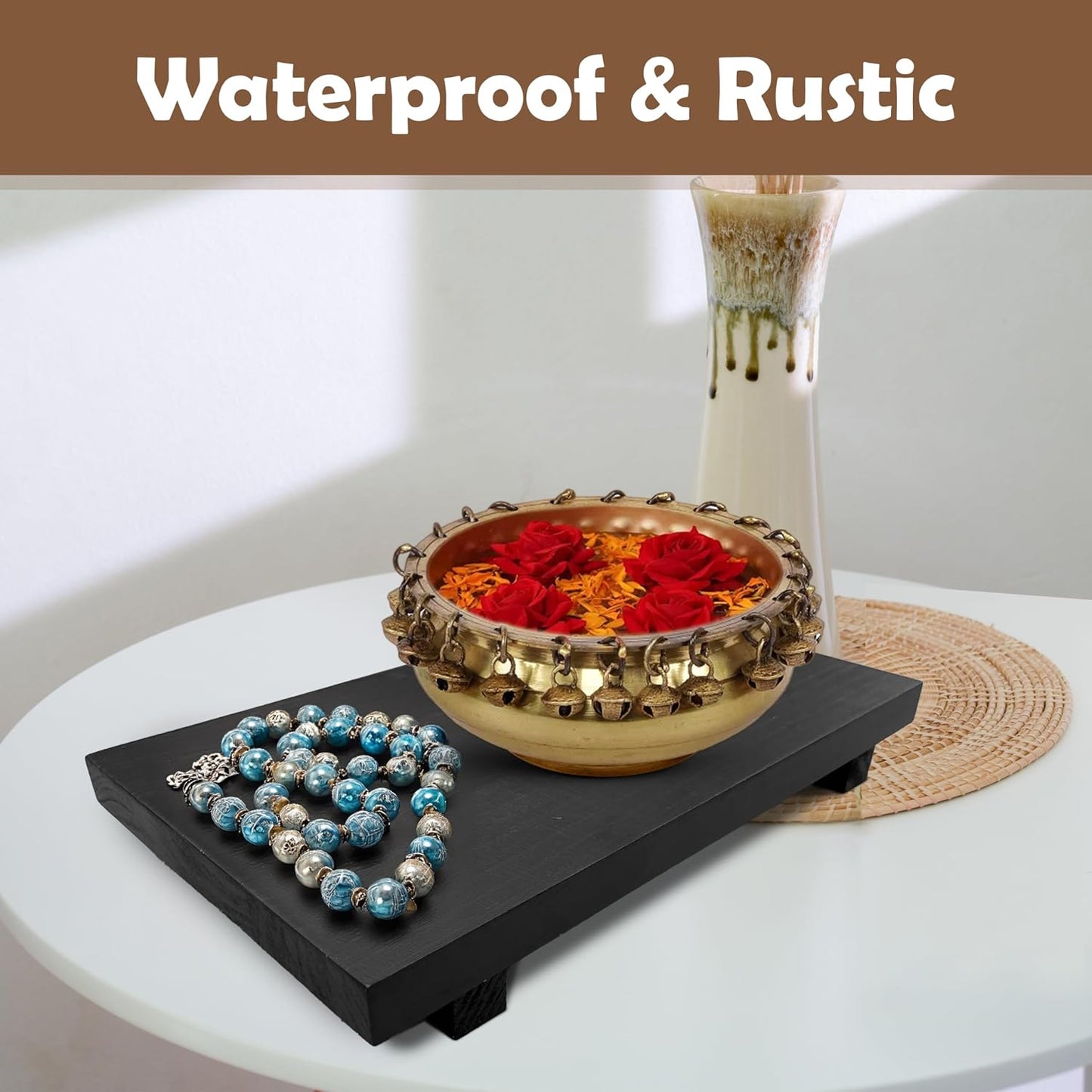 Rustic Pedestal Stand / Black / 9 x 6 x 1.5