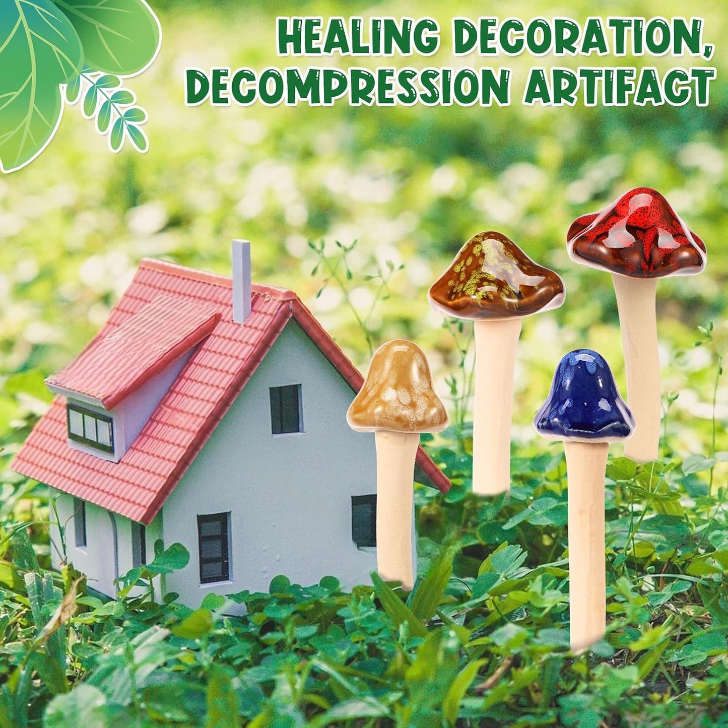 Ceramic Garden Mushrooms / Set of 16