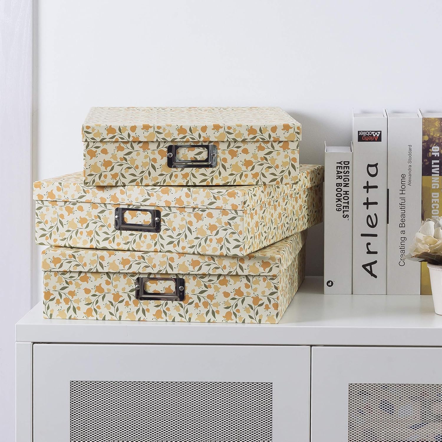Decorative Cardboard Storage Boxes / Floral Dance / Set of 3