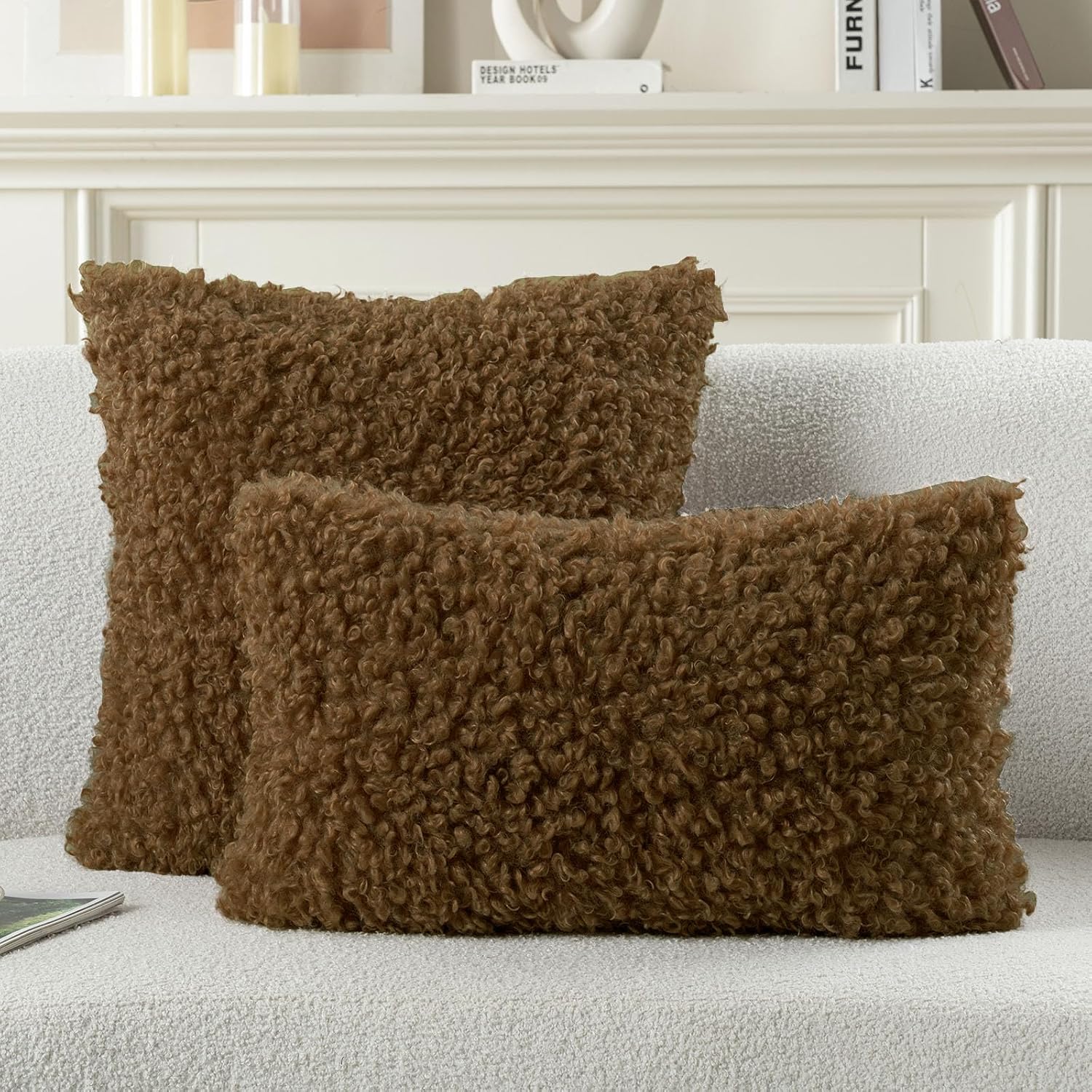 Decorative Throw Pillow Covers / Brown / 18 x 18 / Set of 2