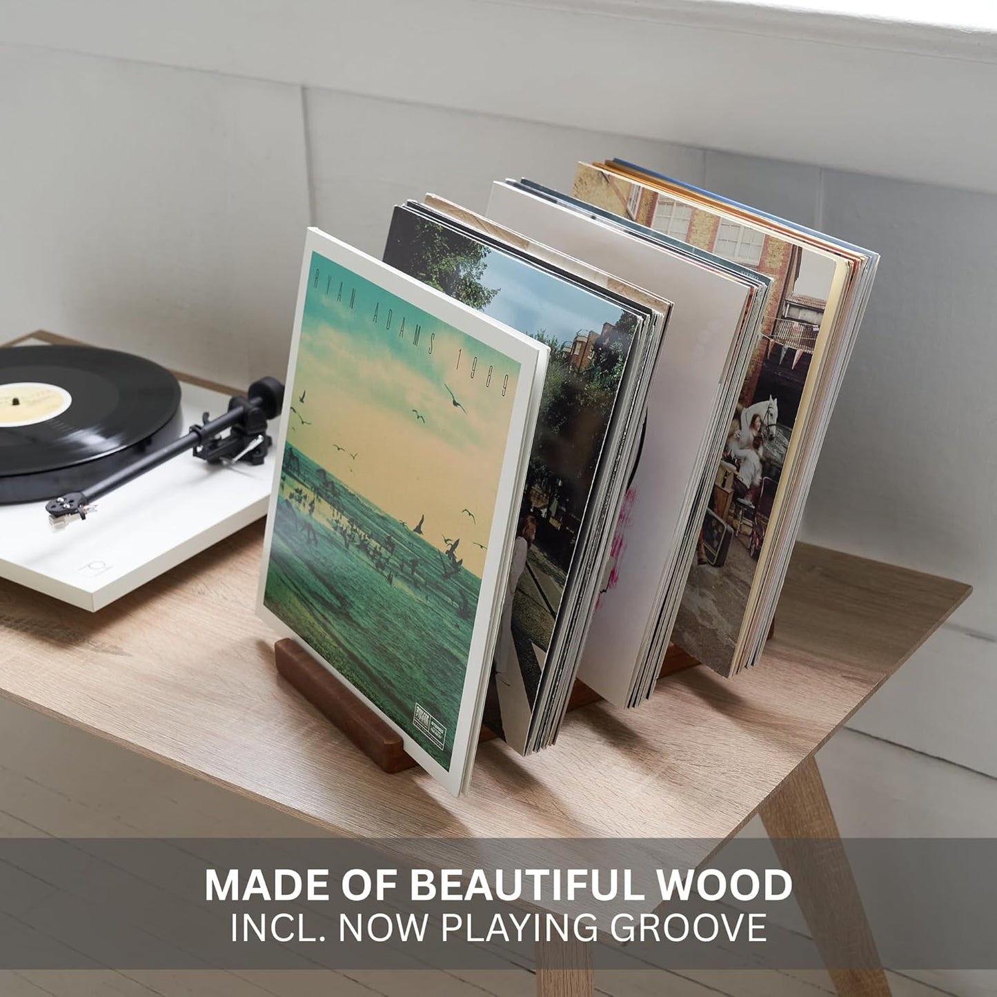 Decorative Vinyl Record Storage For Up to 75 Single Records - LP Holder | Neatly Holds Up to 75 Records - Sleek