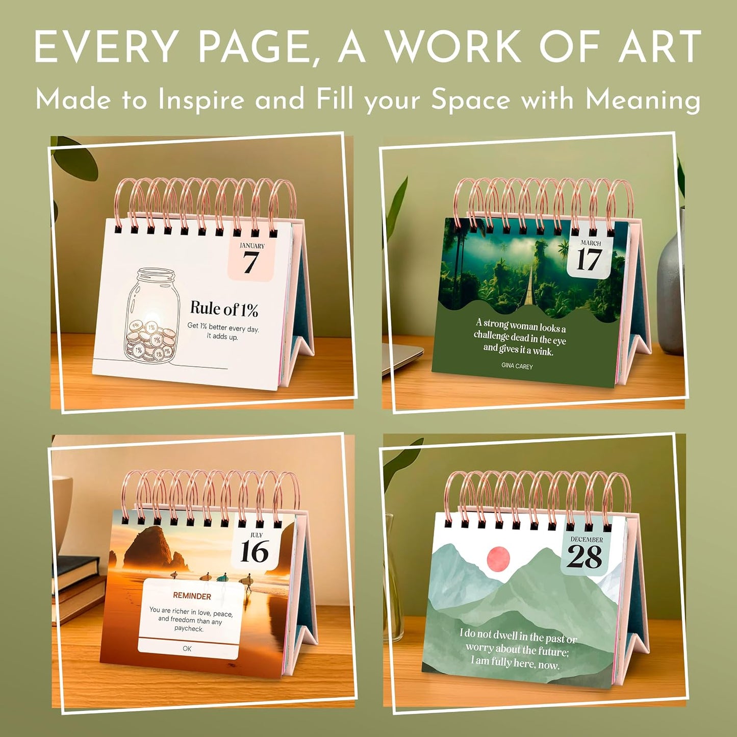 Mindfulness Desk Calendar for Women, 365 Perpetual Days of Self Care & Calm | Inspirational Gifts for Women, Daily