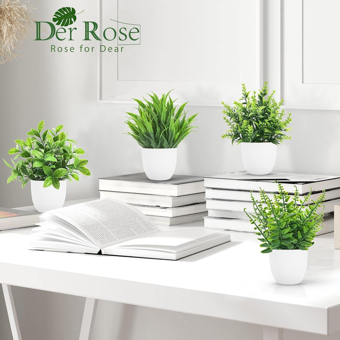 Fake Plants Small Artificial Faux Potted Plants / Set of 8