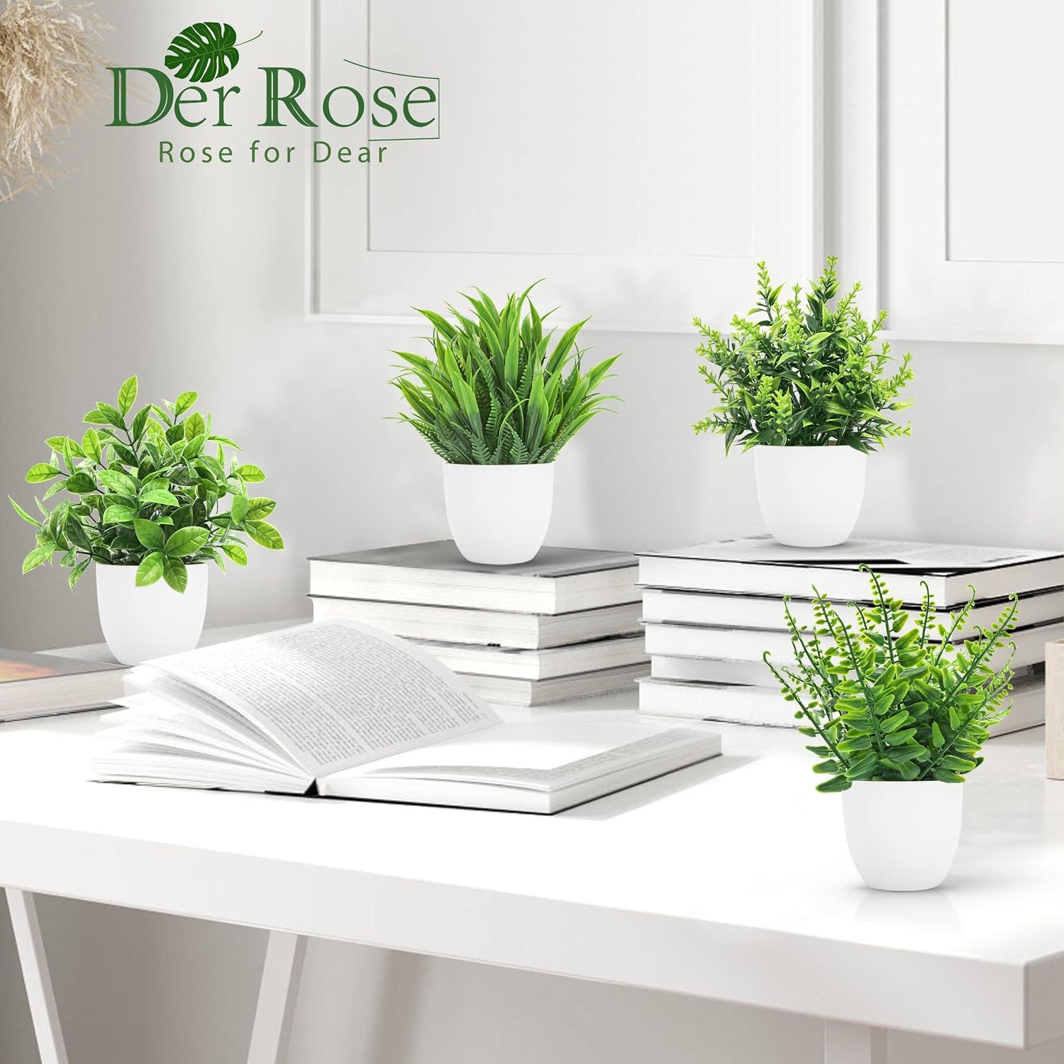 Fake Plants Small Artificial Faux Potted Plants / Set of 8