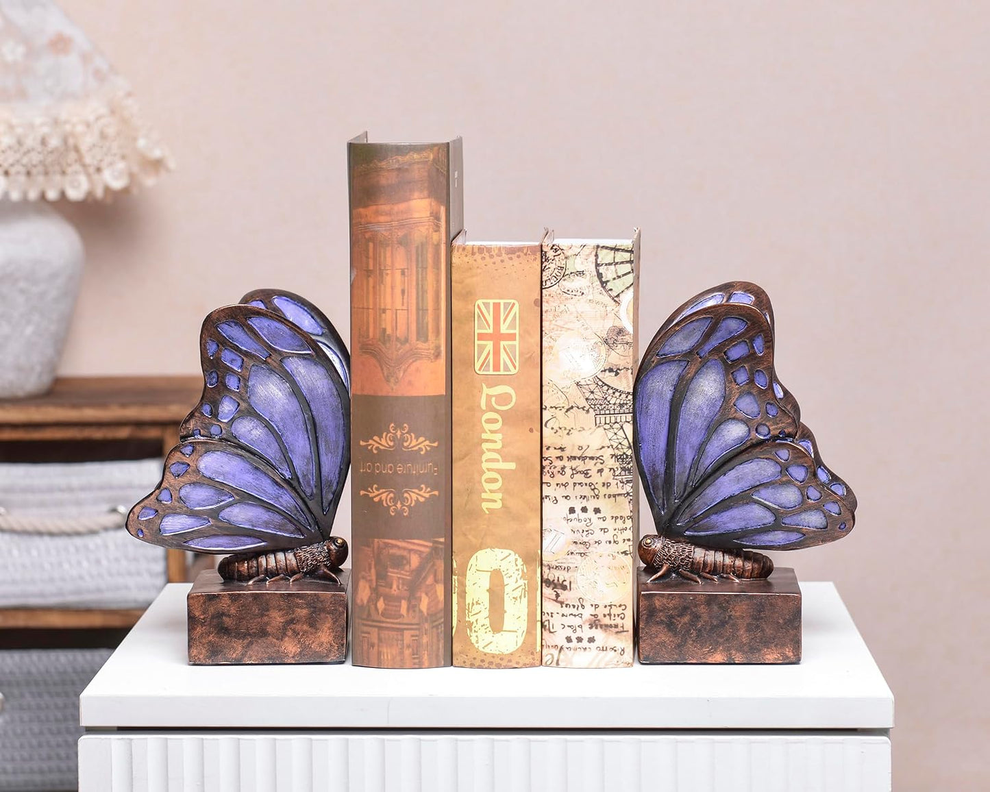 Vintage Butterfly Bookends / Purple