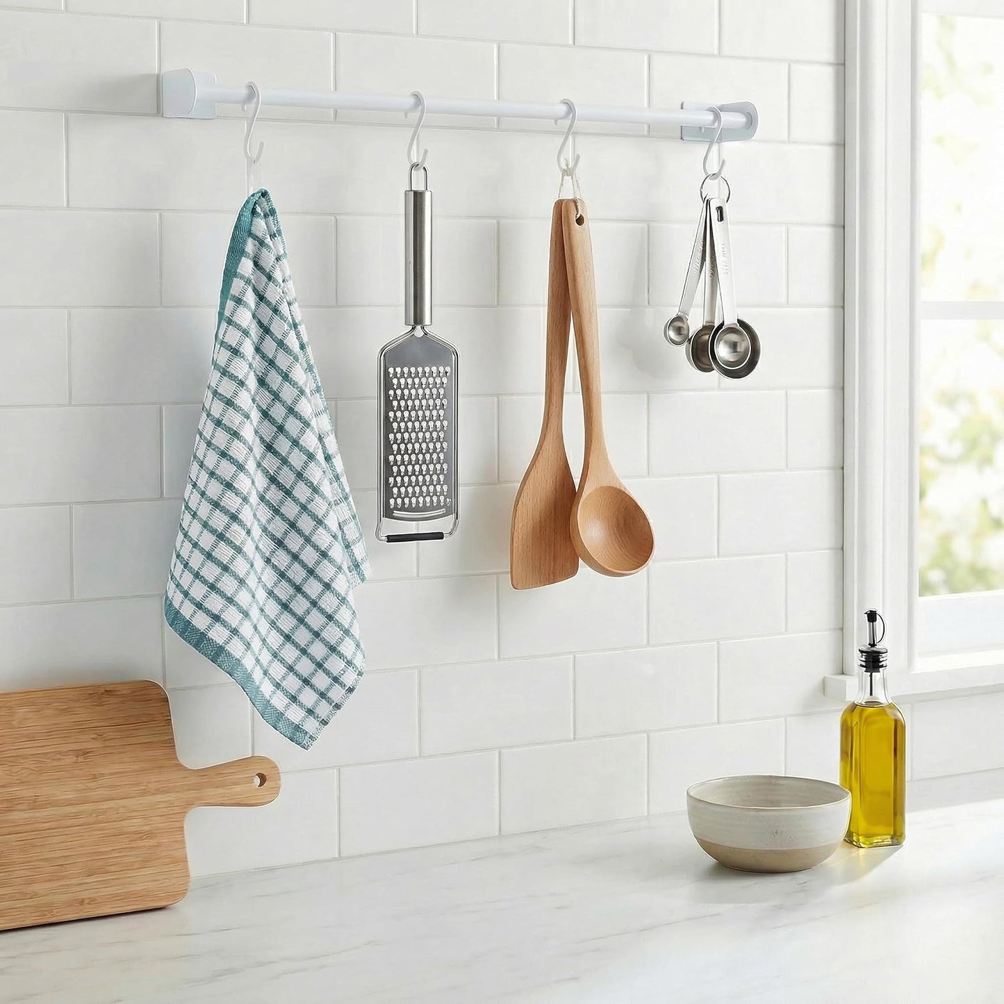 White Classic [8 Pack] Premium Dish Towels for Kitchen, with Hanging Loop - Heavy Duty Absorbent 100% Cotton 410 GSM