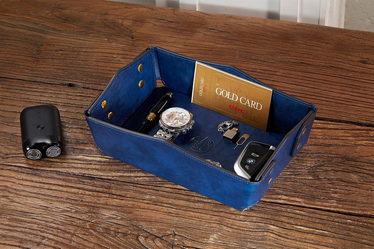 Travel PU Valet Tray / Dark Blue_l / Blue