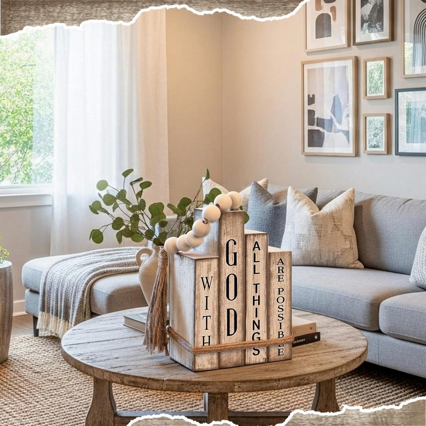 Christian Table Decor Wooden Book Stack Decor / Rustic / Set of 4