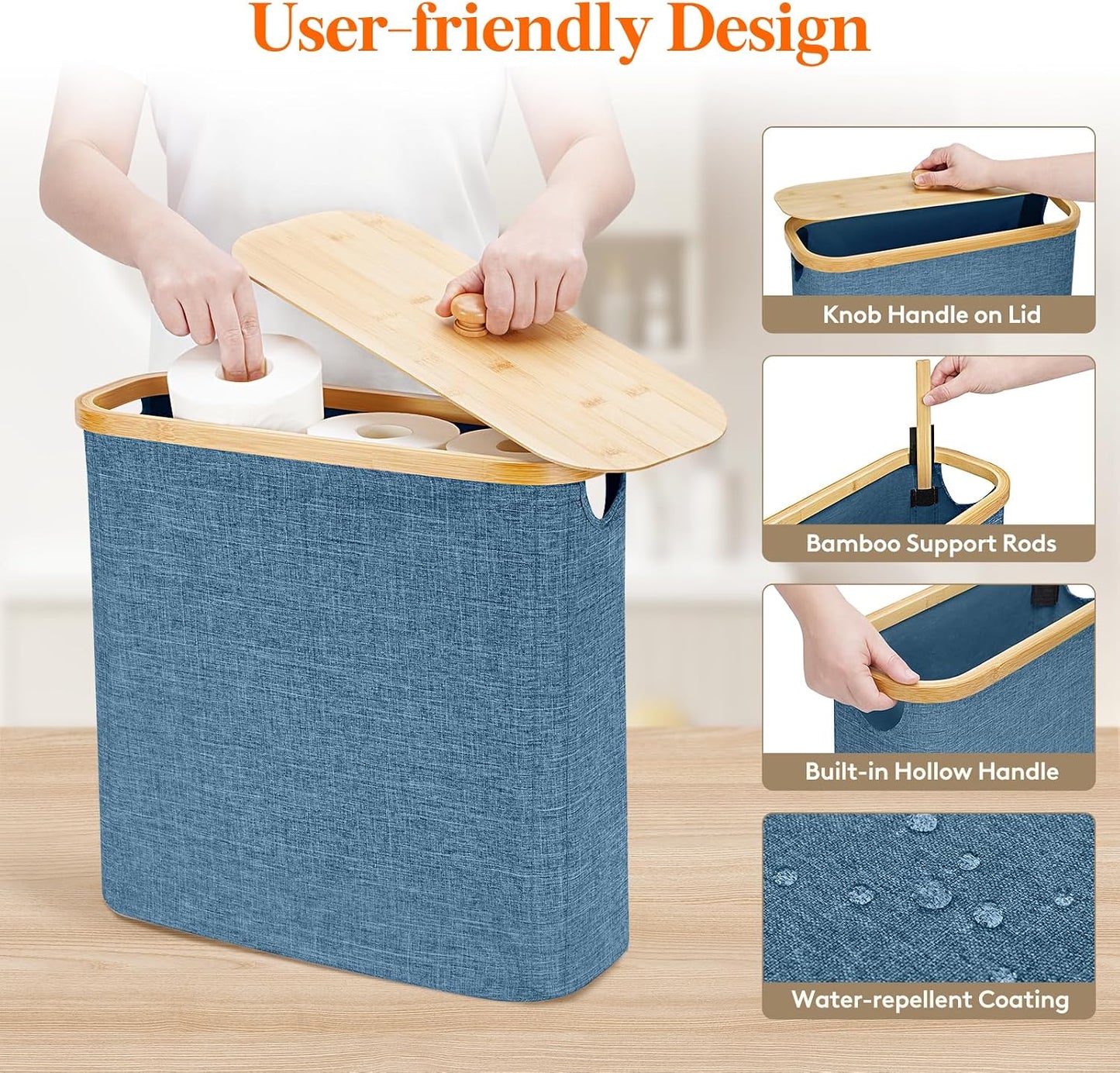 Lifewit Toilet Paper Storage Holder, Extra Large Stand Basket 30L Dark Blue | 12 to 16 Rolls, Extra Large Paper Stand