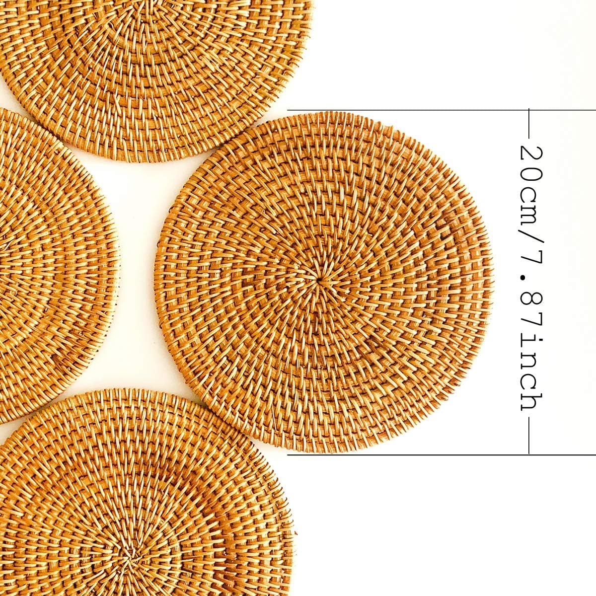 Round Rattan Trivets / Natural / 7.87 Inch / Set of 4