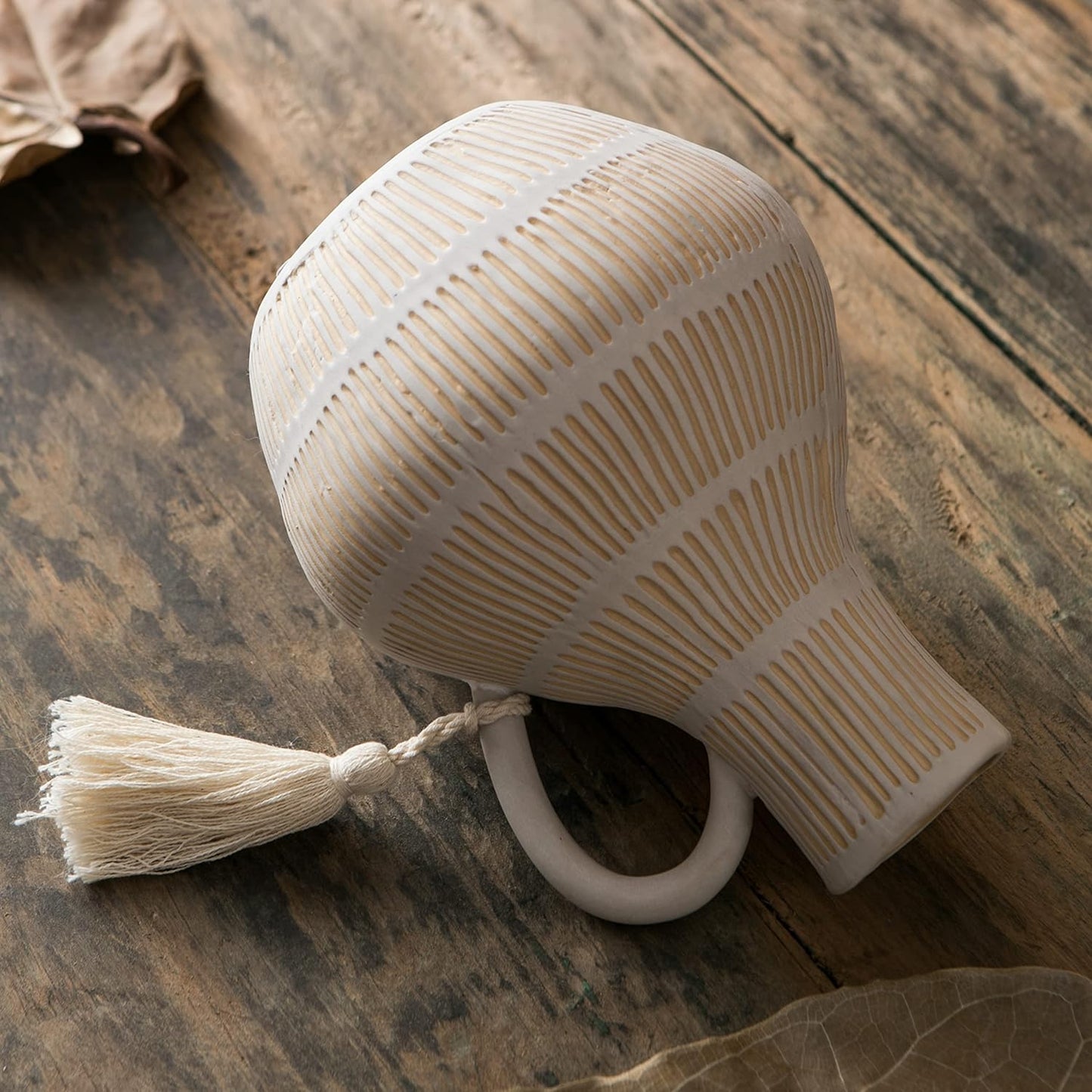 Rustic Ceramic Vase / Gray - Round