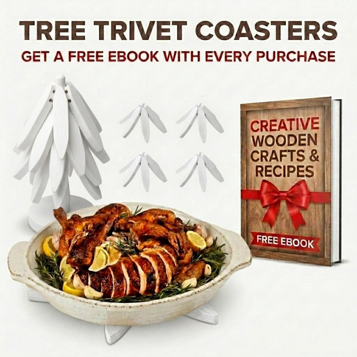 Tree Shaped Wooden Trivets for Hot Dishes, Pots & Pans - Hot Pads | Heat-resistant countertop protection, compact
