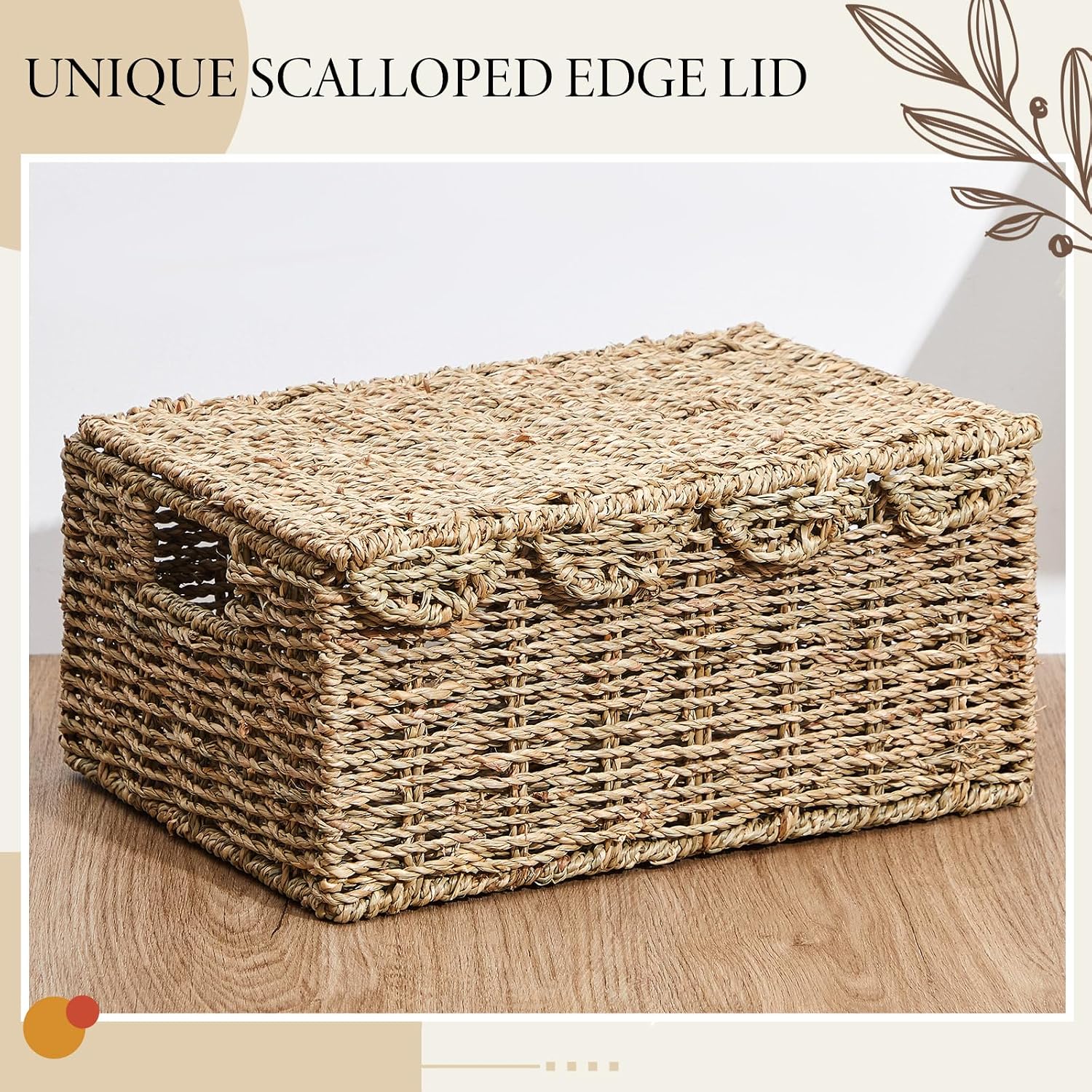 Scalloped Edge Wicker Basket Set / Seagrass / Set of 2