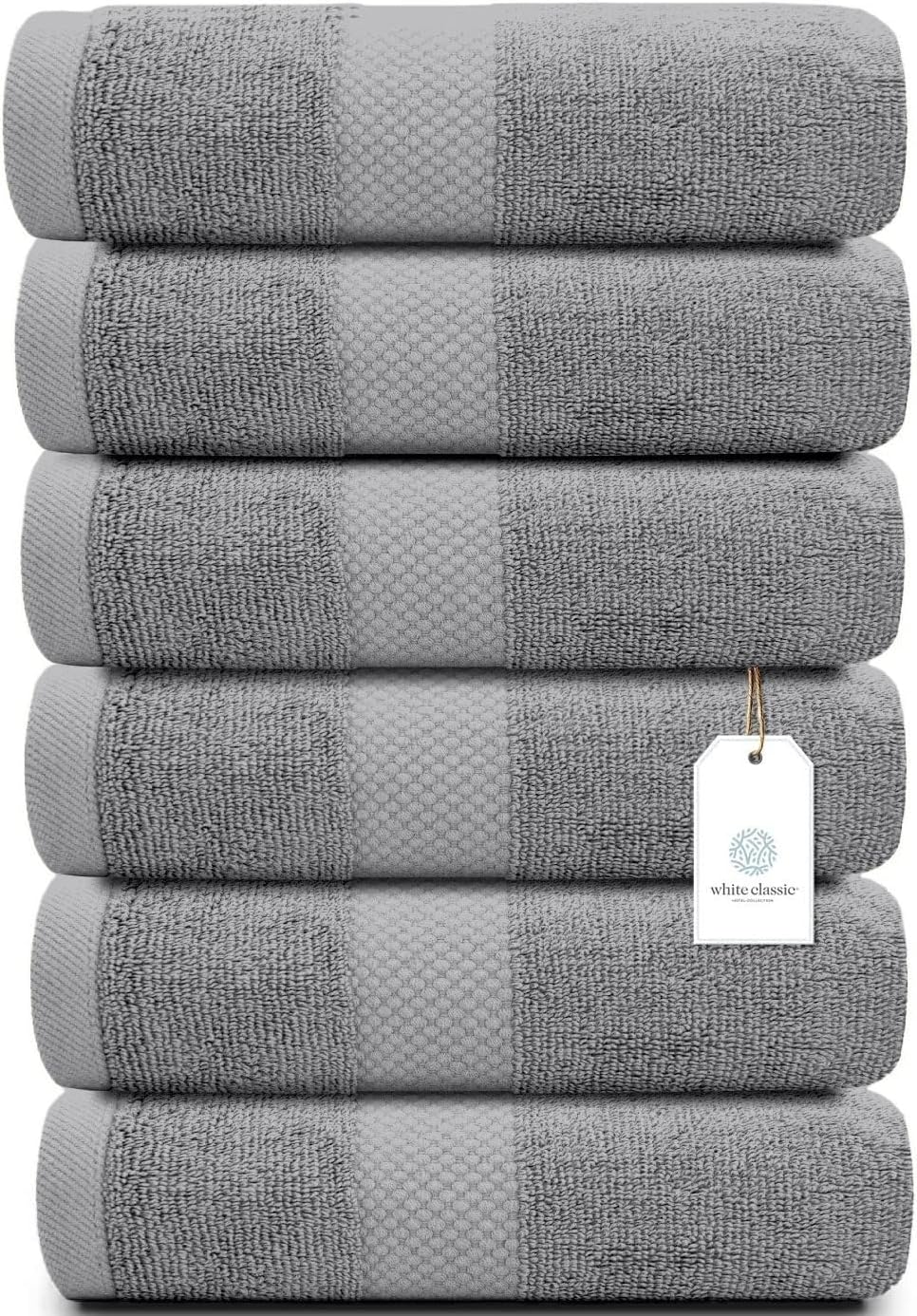 White Classic Luxury Light Gray Hand Towels - Soft 100% Turkish Cotton | Highly Absorbent Hotel spa Bathroom Towel