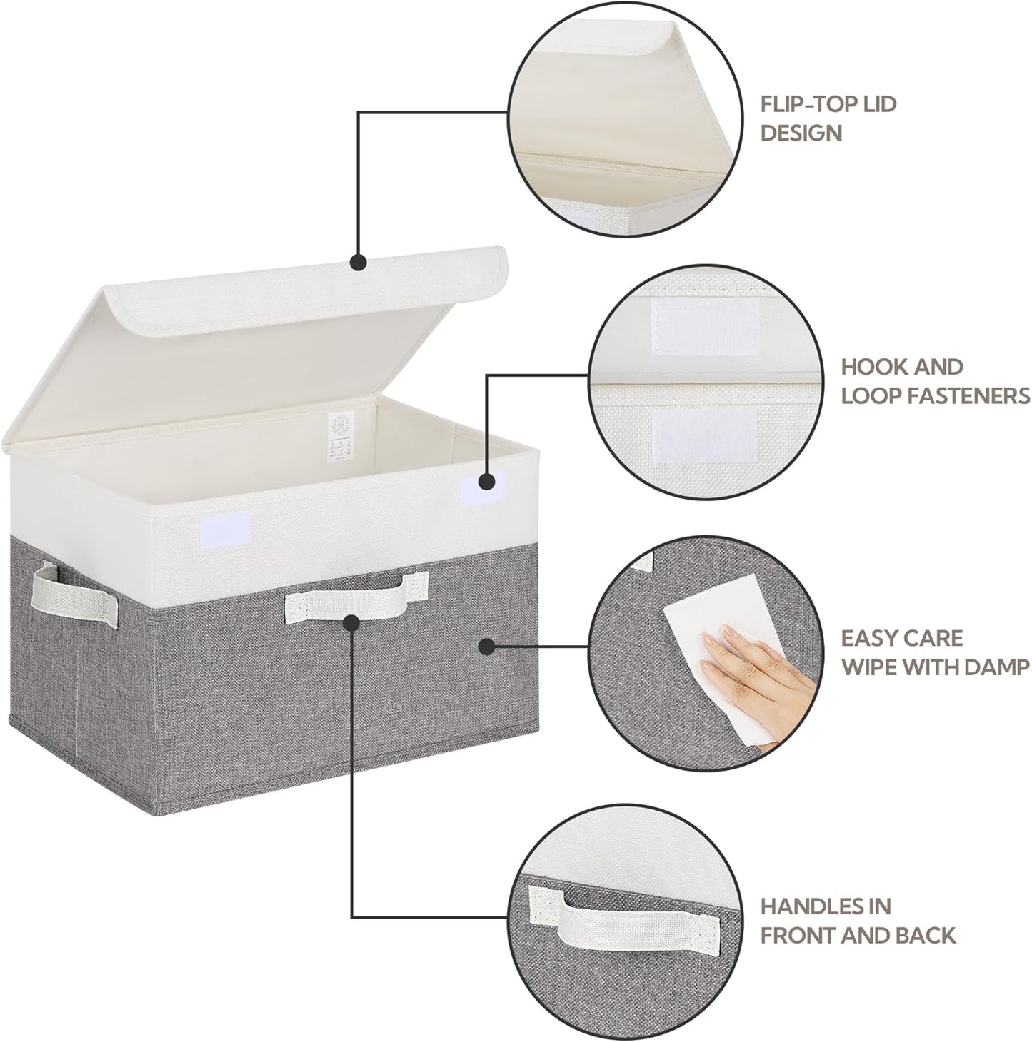 Storage Bins / Closet Organizers / White/gray / Large / Set of 2