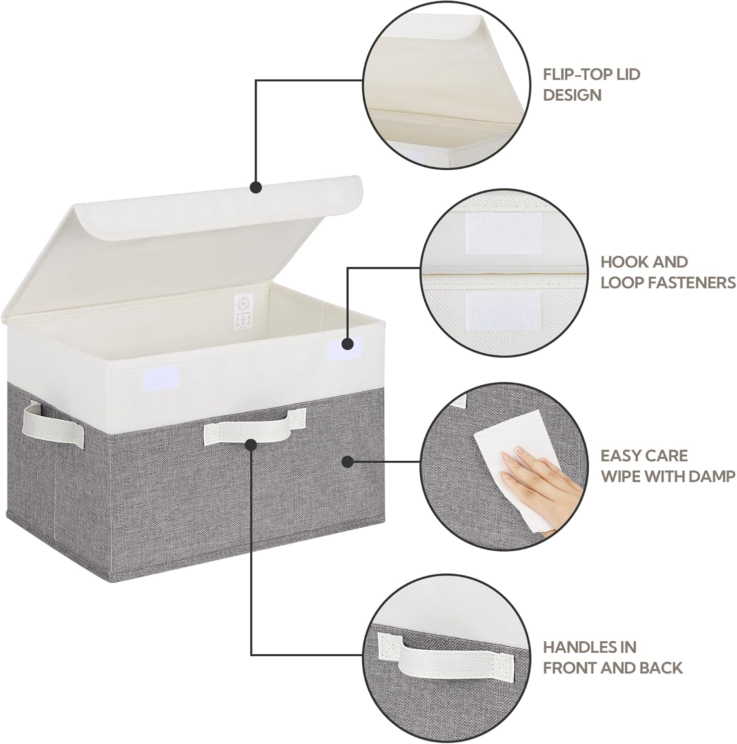 Storage Bins / Closet Organizers / White/gray / Large / Set of 2