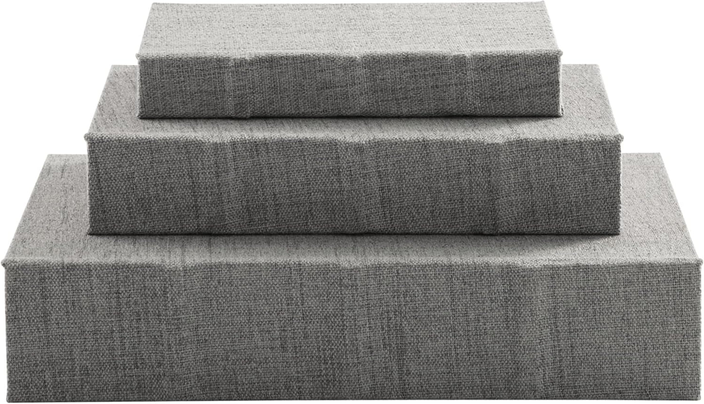 Jolina Vintage 3 Piece Faux Book Keepsake Storage Box Set / Gray