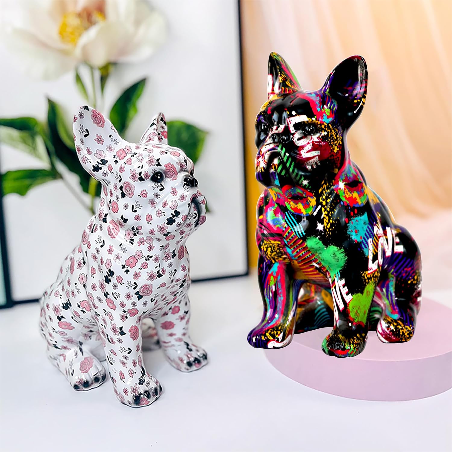 Graffiti French Bulldog Statue Sculpture Animal Dog Art Figurine Home Decor Decoration / A5