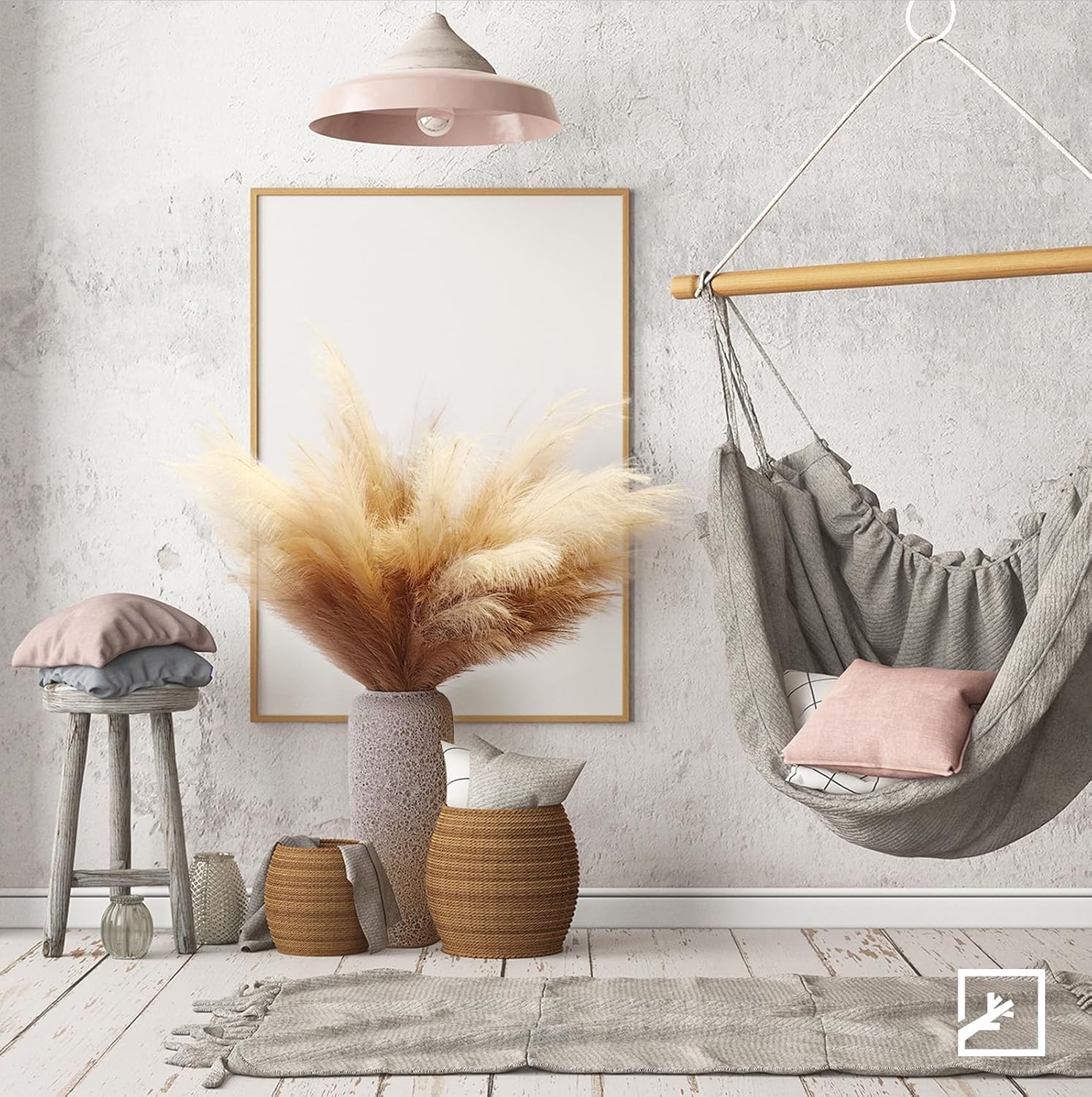 38"/ Faux Pampas Grass Large Tall Fluffy / Beige & Coffee & Brown / 38in / 3.1 Inch / Set of 7